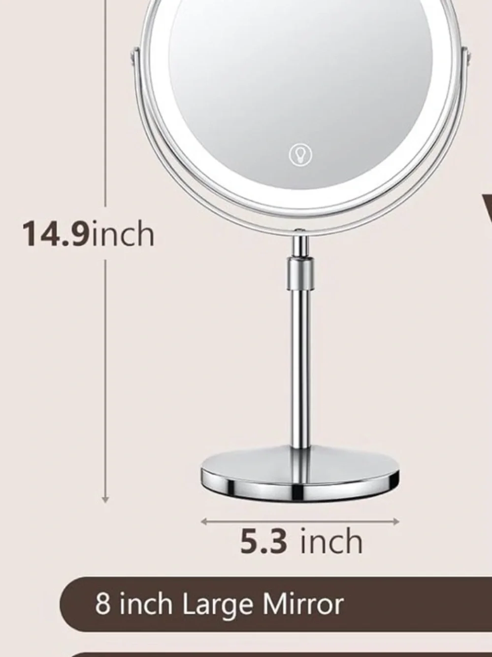 LED Lighted Standing Vanity Mirror in Silver